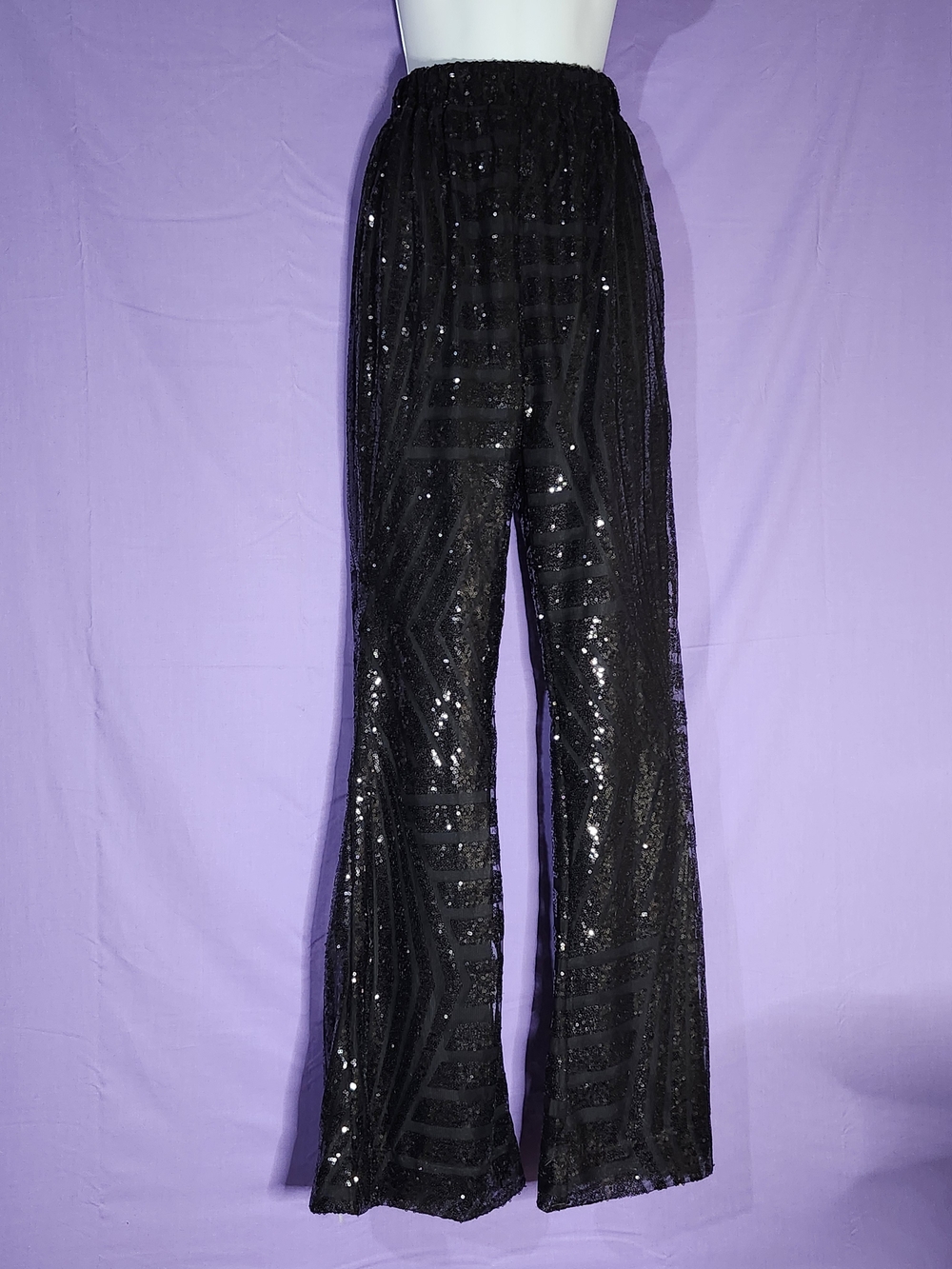 Black Sequin Boot-Cut Pants